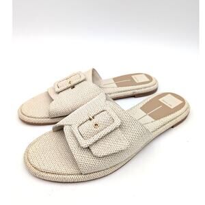 Dolce Vita Anjani Women's Slide Sandals Open Toe Ivory Raffia Size US11